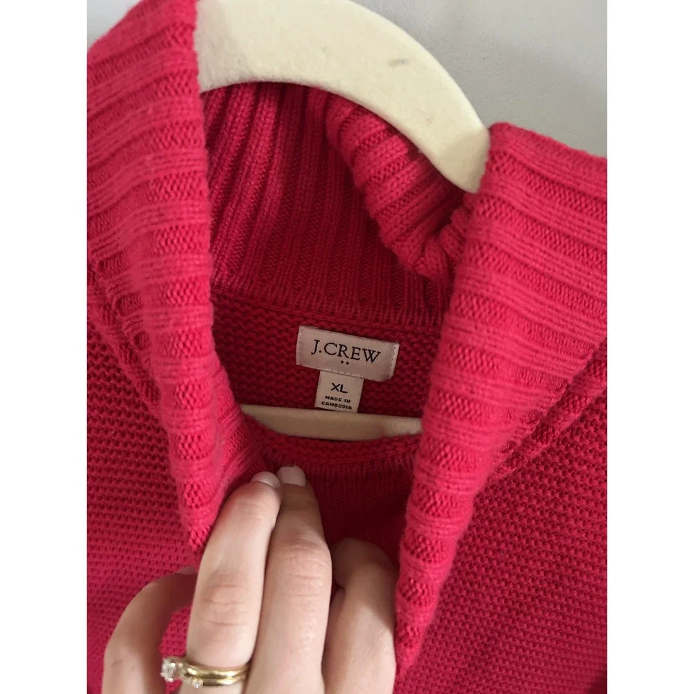 J.Crew Womens XL Red Textured Knit Turtleneck Sweater Long Sleeve Pullover